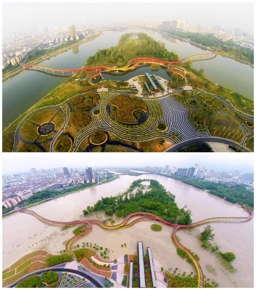 Yanweizhou Park. Designed by Chinese landscape firm Turenscape.